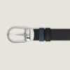 Cinto de couro reversível com fivela em forma de ferradura azul aveludado/preto de 30 mm