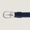Cinto de couro reversível com fivela em forma de ferradura preta/azul-tinta 30 mm