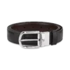 Cinto de couro reversível com fivela em forma de ferradura preta/castanha de 30 mm