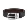 Cinto de couro reversível com fivela em forma de ferradura preta/castanha de 30 mm