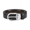 Cinto de couro reversível com fivela em forma de ferradura preta/castanha de 30 mm
