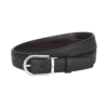 Cinto de couro reversível com fivela em forma de ferradura preta/castanha de 30 mm