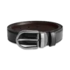 Cinto de couro reversível com fivela em forma de ferradura preta/castanha de 30 mm