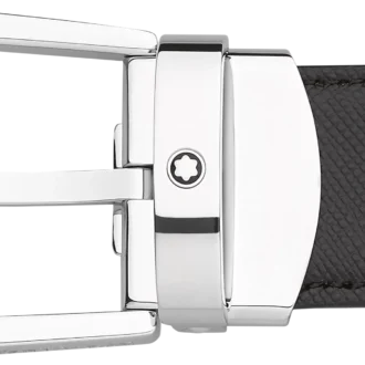 Cinto de couro reversível com fivela em forma de ferradura preta/castanha de 30 mm