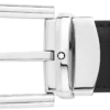 Cinto de couro reversível com fivela em forma de ferradura preta/castanha de 30 mm