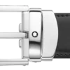 Cinto de couro reversível com fivela em forma de ferradura preta/castanha de 30 mm