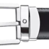 Cinto de couro reversível com fivela em forma de ferradura preta/castanha de 30 mm