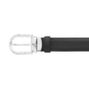 Cinto de couro reversível com fivela em forma de ferradura preta/castanha de 30 mm