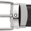 Cinto de couro reversível com fivela em forma de ferradura preta/castanha de 30 mm