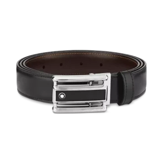 Cinto de couro reversível preto/castanho de 30 mm