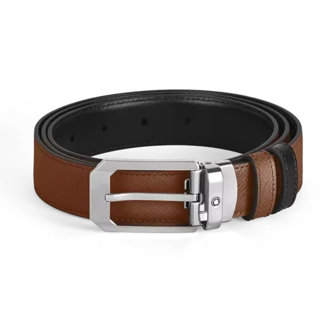 Cinto retangular reversível de 30 mm em couro Sartorial