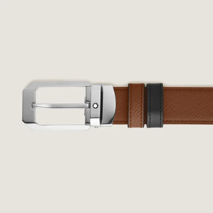 Cinto retangular reversível de 30 mm em couro Sartorial