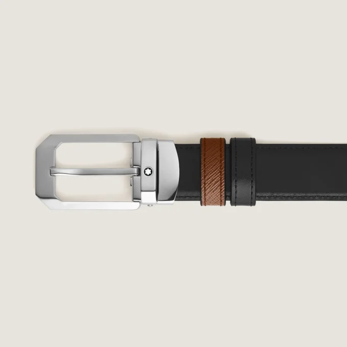 Cinto retangular reversível de 30 mm em couro Sartorial