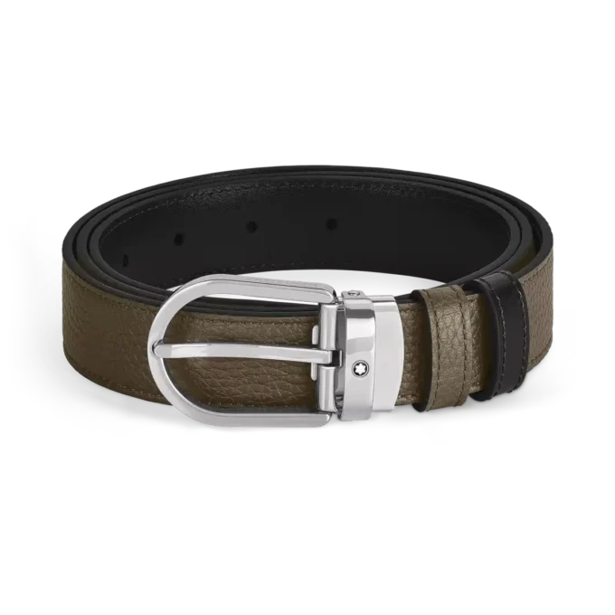 Cinto reversível Horseshoe 30 mm em couro granulado