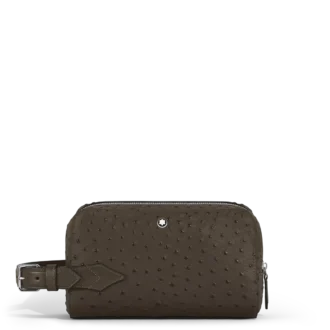 Clutch para produtos de higiene pessoal em couro com relevo de avestruz