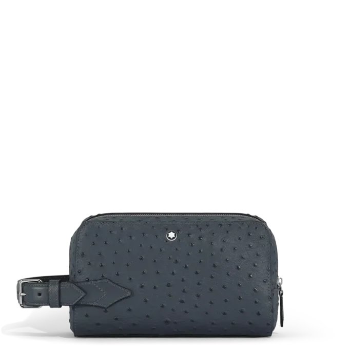 Clutch para produtos de higiene pessoal em couro com relevo de avestruz