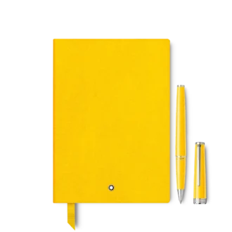 Conjunto com Rollerball PIX Amarelo e Caderno #146 Amarelo (pautado)