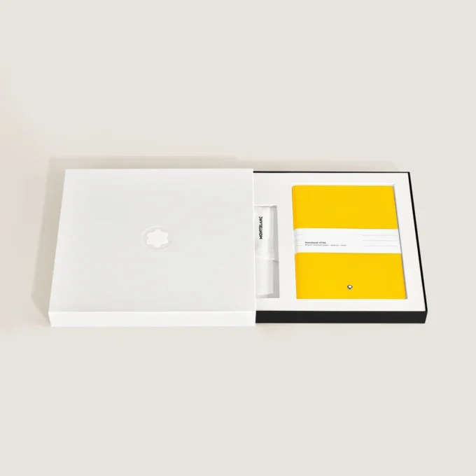 Conjunto com Rollerball PIX Amarelo e Caderno #146 Amarelo (pautado)
