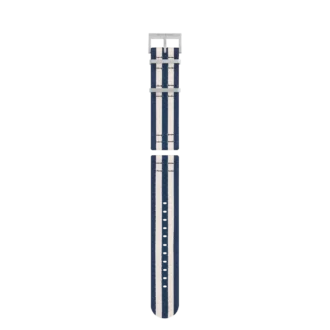 Correia em nylon azul e branco