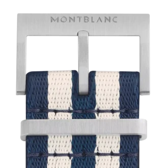 Correia em nylon azul e branco