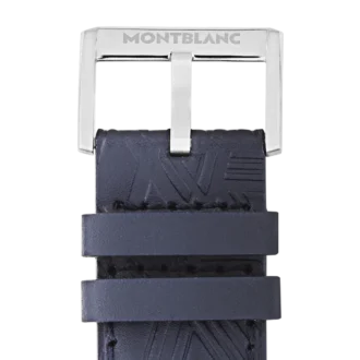 Correia em pele de bezerro azul com fivela cinzenta