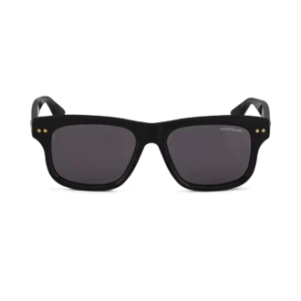 Óculos de sol retangulares com armação em acetato preto