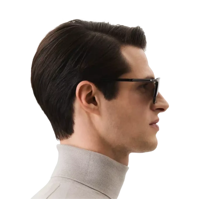 Óculos de sol retangulares com armação em acetato preto