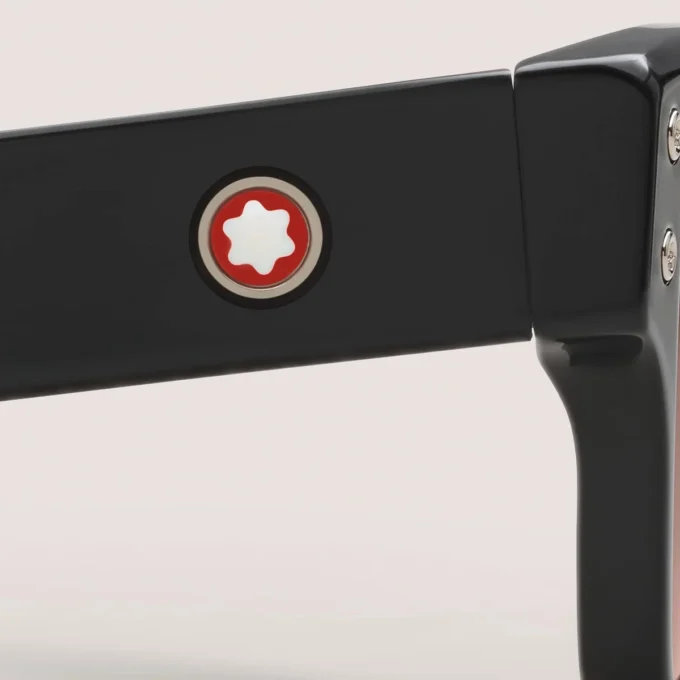 Óculos de sol retangulares com armação em acetato preto