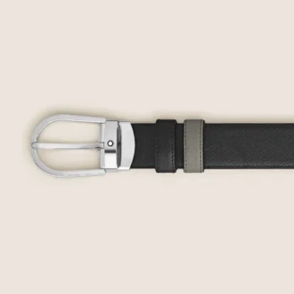 Fivela em forma de ferradura Média/preta Correia de couro reversível de 30 mm