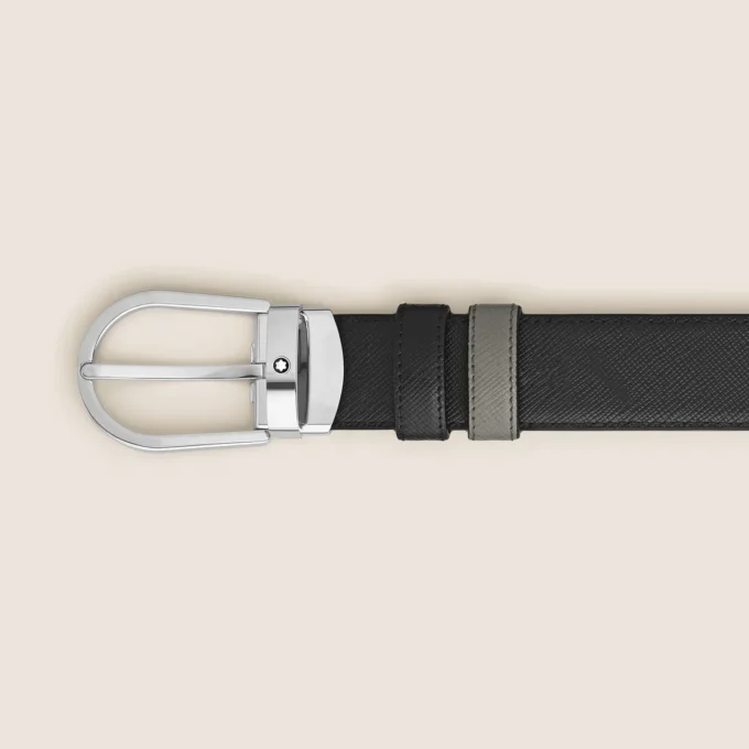 Fivela em forma de ferradura Média/preta Correia de couro reversível de 30 mm