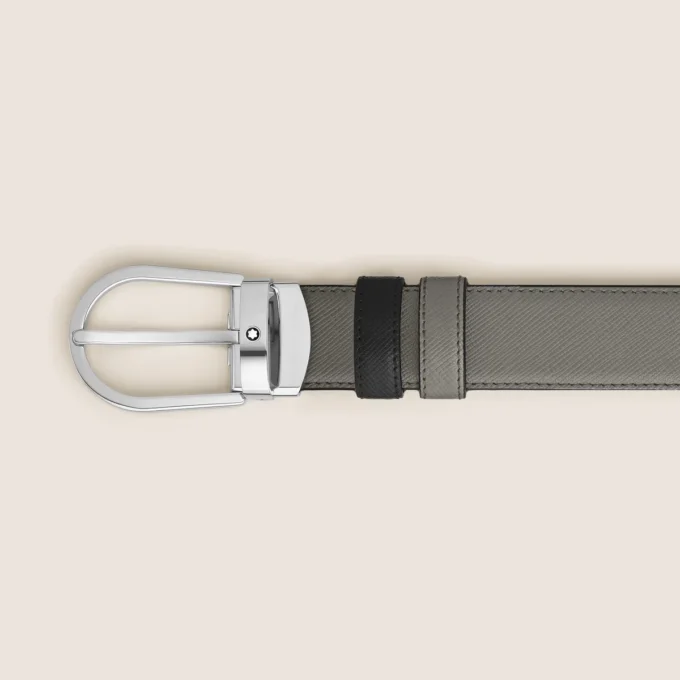 Fivela em forma de ferradura Média/preta Correia de couro reversível de 30 mm