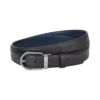 Fivela em forma de ferradura preta/azul Cinto de couro reversível de 30 mm