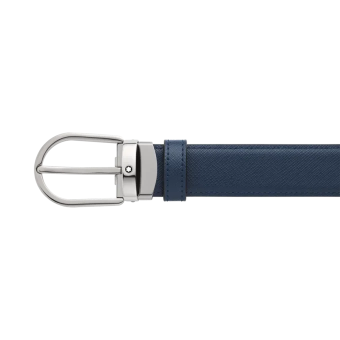 Fivela em forma de ferradura preta/azul Cinto de couro reversível de 30 mm