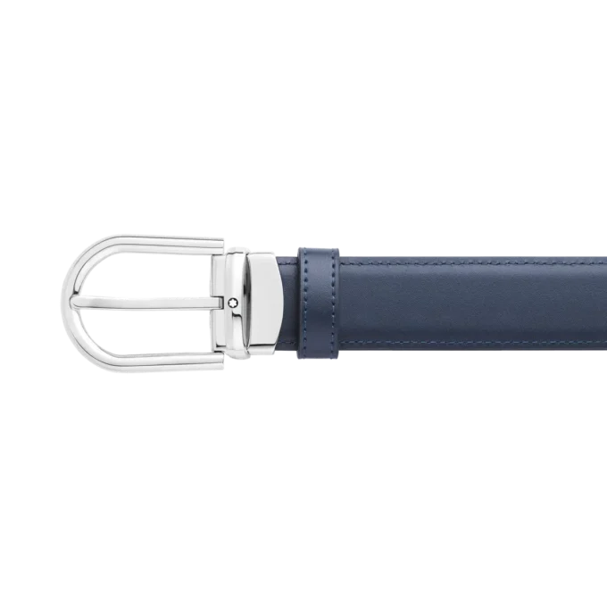 Fivela em forma de ferradura preta/azul Cinto de couro reversível de 30 mm