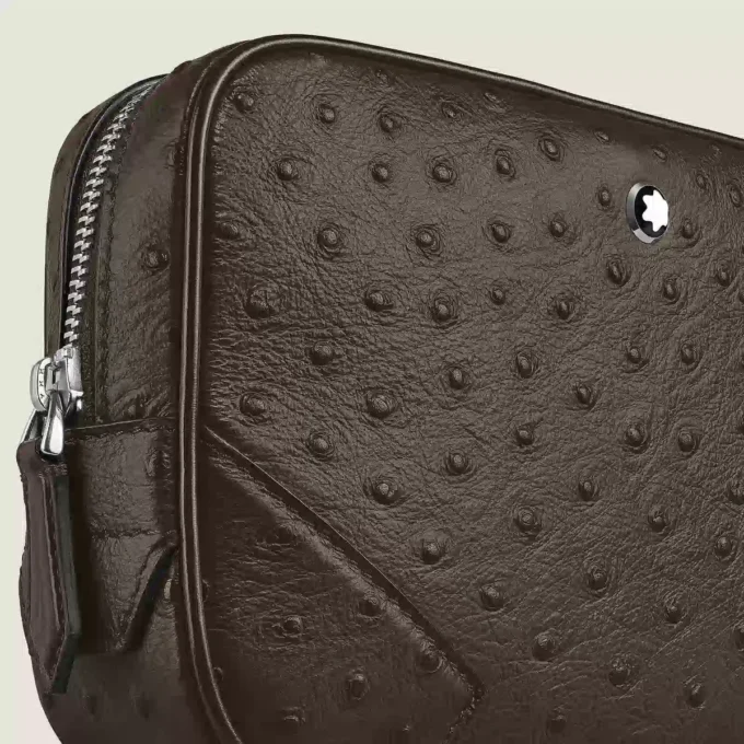 Mini bolsa a tiracolo em pele de avestruz estampada