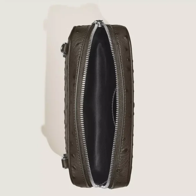 Mini bolsa a tiracolo em pele de avestruz estampada