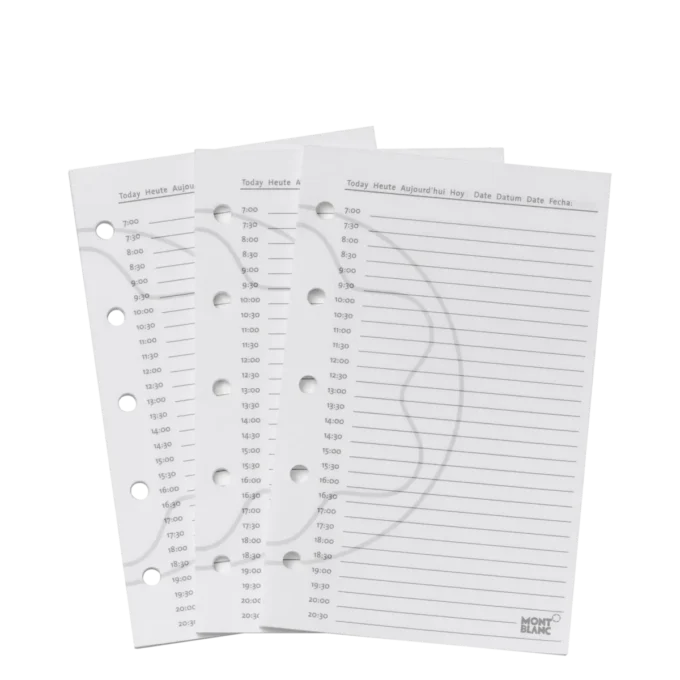 Páginas de planeamento diário de bolso