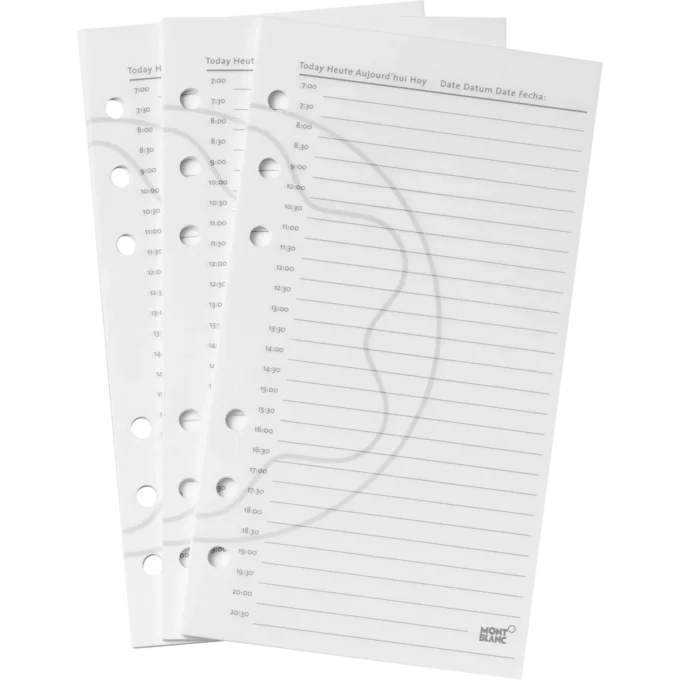 Páginas de planeamento diário médio