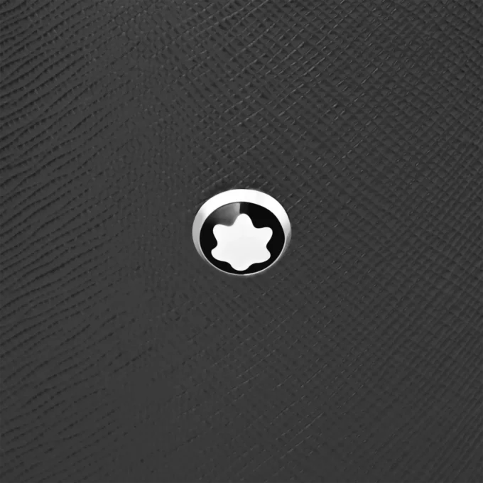 Porta-canetas redondo em couro preto