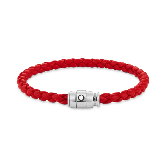 Pulseira Aço 3 anéis de fecho e couro vermelho Pulseira Aço 3 anéis de fecho e couro vermelho